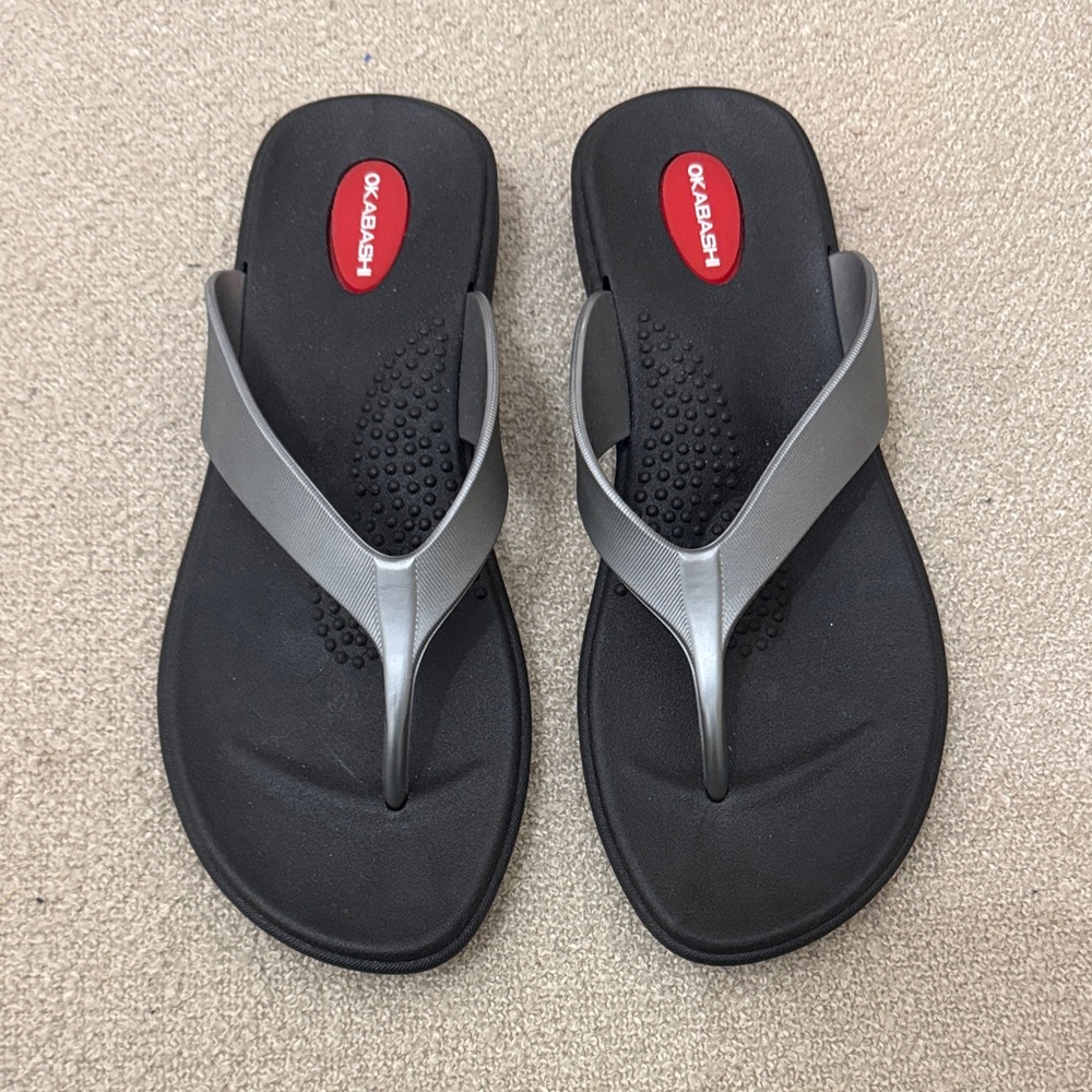 Okabashi Black and Gray Men's Flip-Flops